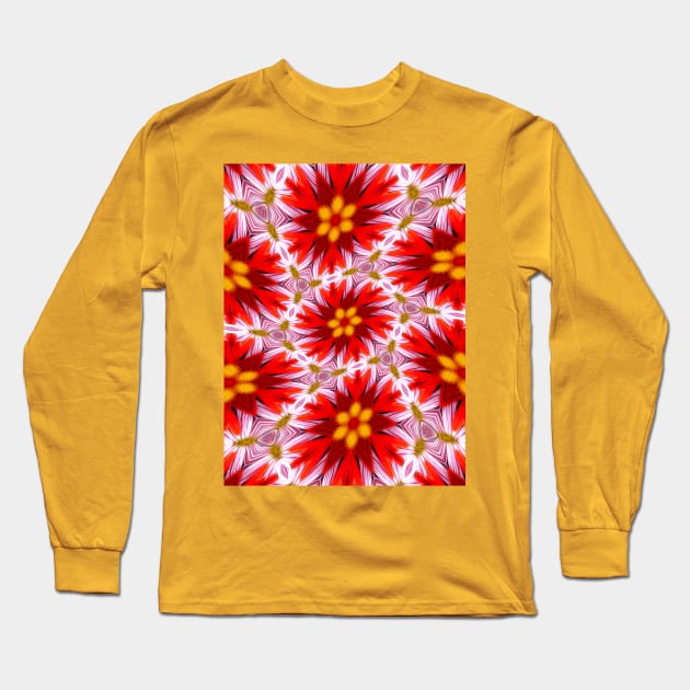 Red Floral Pattern Long Sleeve T-Shirt by PatternFlower